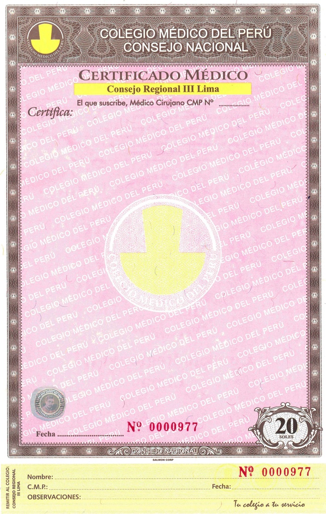 FORMATO CERTIFICADO MÉDICO