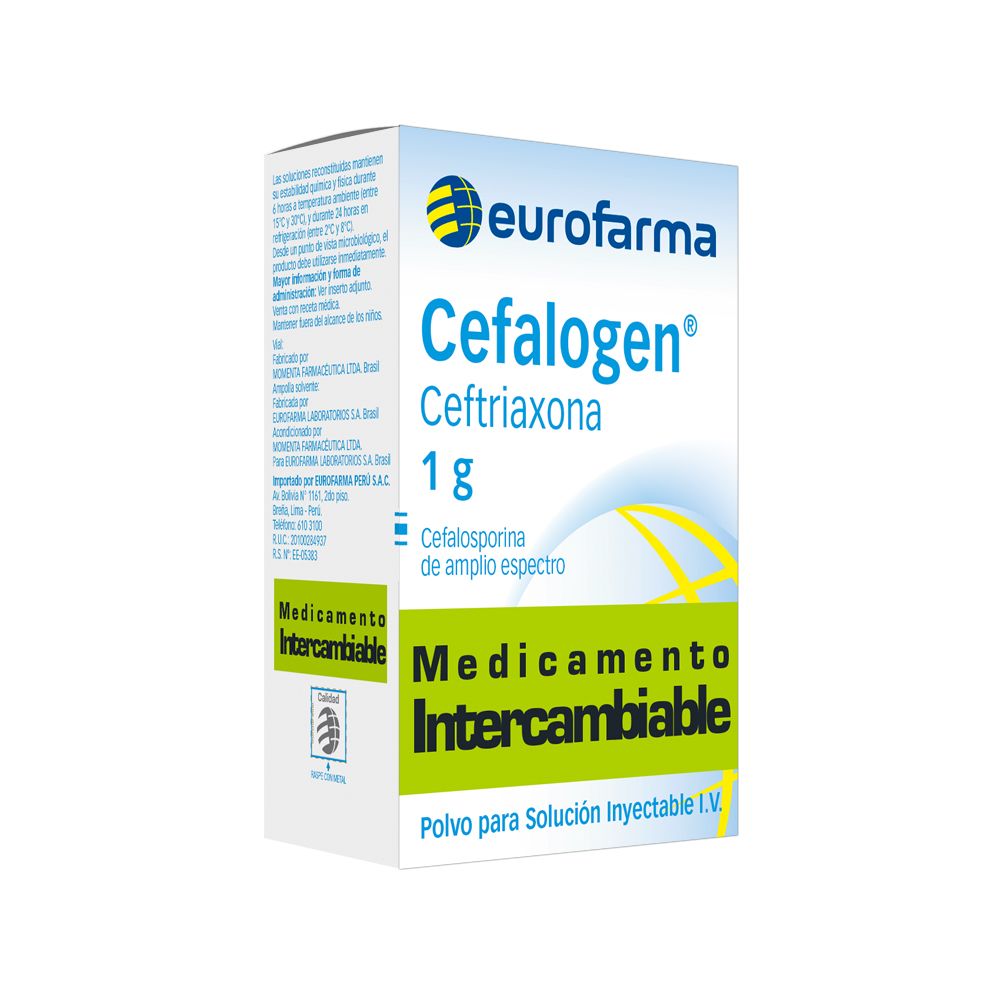 CEFALOGEN 1 GR (CEFTRIAXONA) I.V