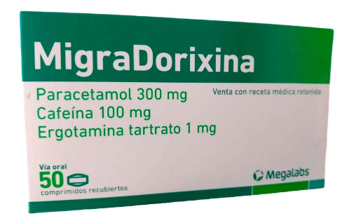 MIGRADORIXINA (PARACETAMOL-300G- CAFEINA 100MG-ERGOTAMINA 1MG) TAB