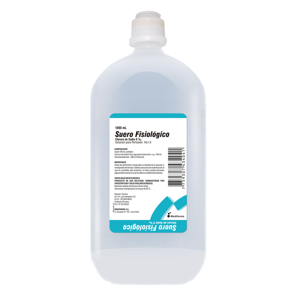 SUERO FISIOLÓGICO 0.9 % FCO X  1000 ML (CLORURO DE SODIO 0.9%)