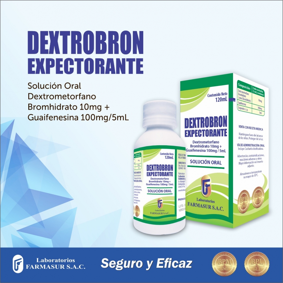 DEXTROBRON EXPECTORANTE (DEXTROMETORFANO 10 MG +GUAIFENESINA 100MG) FCO 120 ml