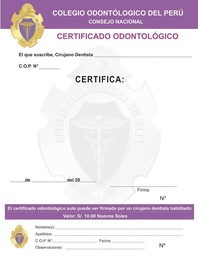 FORMATO  - EMISION CERTIFICADO ODONTOLOGICO