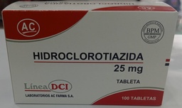 [EN00024] HIDROCLOROTIAZIDA 25MG CAJA X 100 TABLETAS