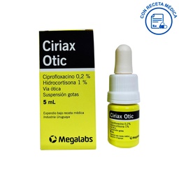[MEGALABS] CIRIAX OTIC (CIPROFLOXACINO 0.20% HIDROCORTISONA 1%) GOTAS OFT.