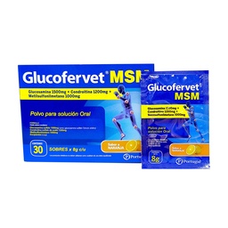 [PORTUGAL/MARCA] GLUCOFERVET MSM (GLUCOSAMINA  1500 mg + CONDROITINA 1200 mg + METILSULFONILMETANO 1000mg) SOBRES